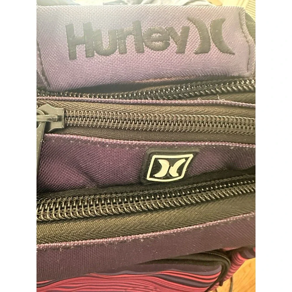 Hurley Copy Backpack Pink Striped Exclusive Compartment Laptop Casual Bag